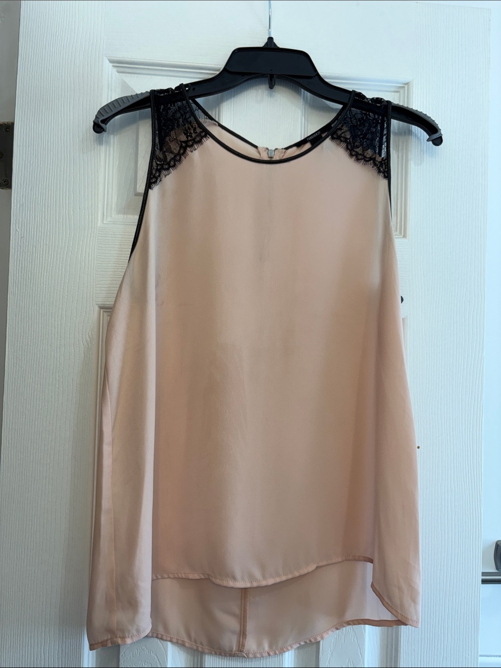 Forever 21 Blush Pink Sleeveless Camisole with Black Lace Accents